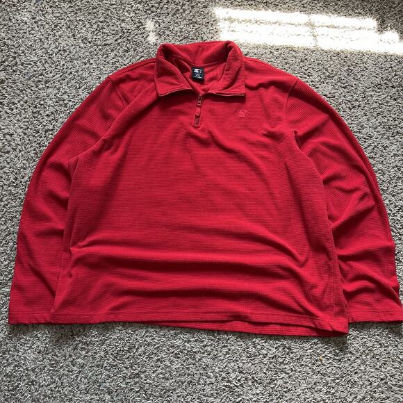 Vintage Starter Mens XL Red 1/4 Zip Up Polyester Pullover Logo Sweatshirt - Picture 1 of 6